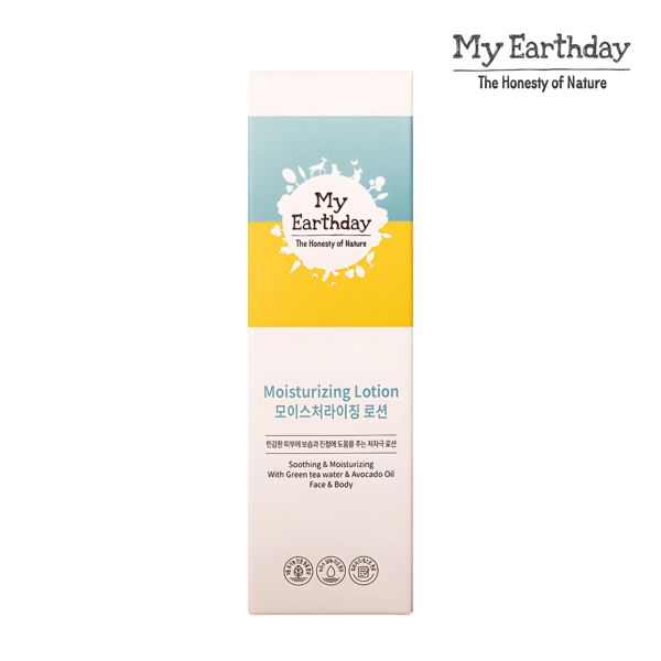 My Earthday Moisturizing Lotion 150ml - Lightweight and soothing moisturizer with green tea water and avocado oil for face and body.