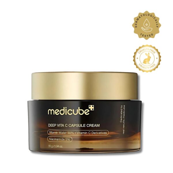 Medicube Deep Vita C Capsule Cream 55g for brightening and anti-aging skincare.