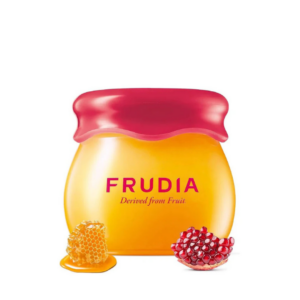 Frudia Pomegranate Honey 3in1 Lip Balm in a 10ml tube, enriched with pomegranate and honey for deep hydration and nourishment.